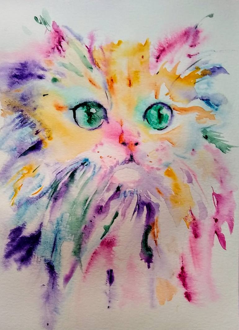 Original Figurative Cats Painting by Daniela Vasileva