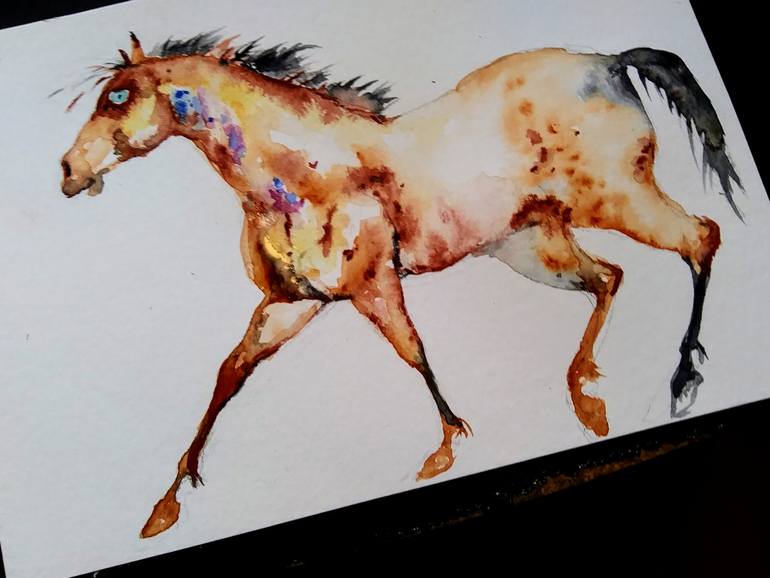 Original Expressionism Horse Painting by Daniela Vasileva