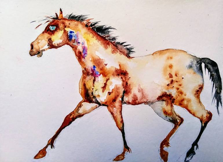 Original Expressionism Horse Painting by Daniela Vasileva