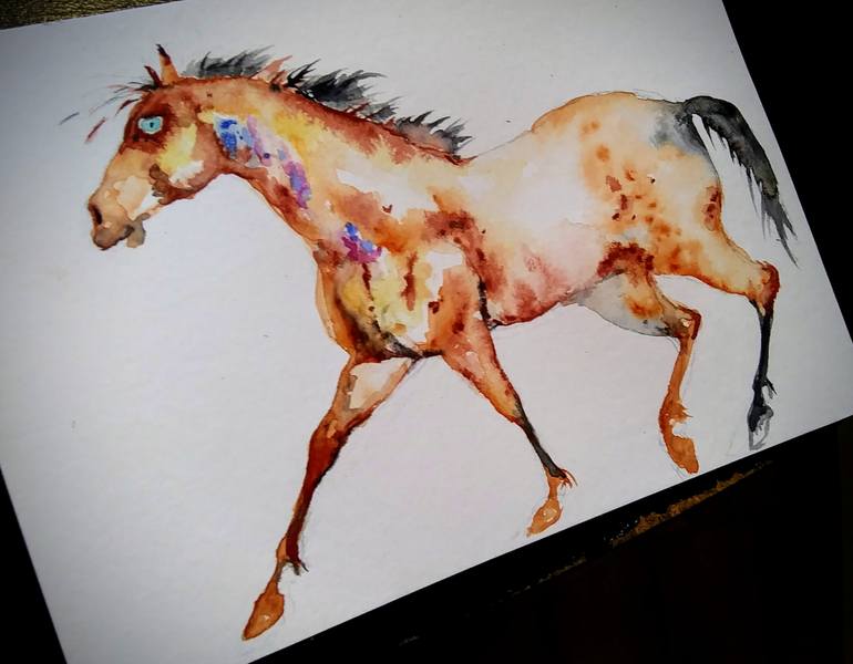 Original Expressionism Horse Painting by Daniela Vasileva