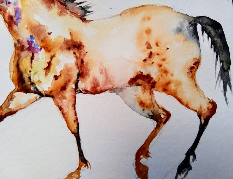 Original Expressionism Horse Painting by Daniela Vasileva