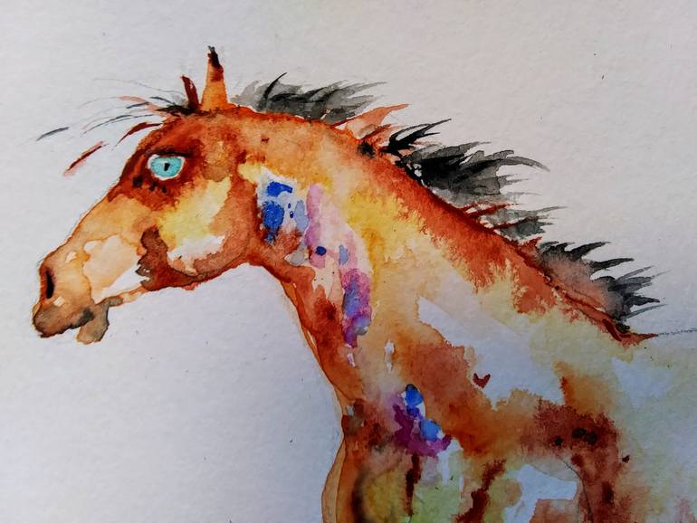 Original Expressionism Horse Painting by Daniela Vasileva