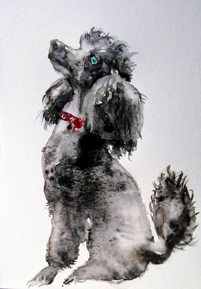 Original Figurative Dogs Painting by Daniela Vasileva