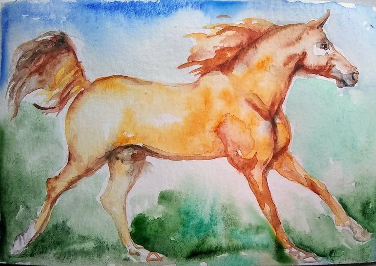 Original Figurative Horse Painting by Daniela Vasileva