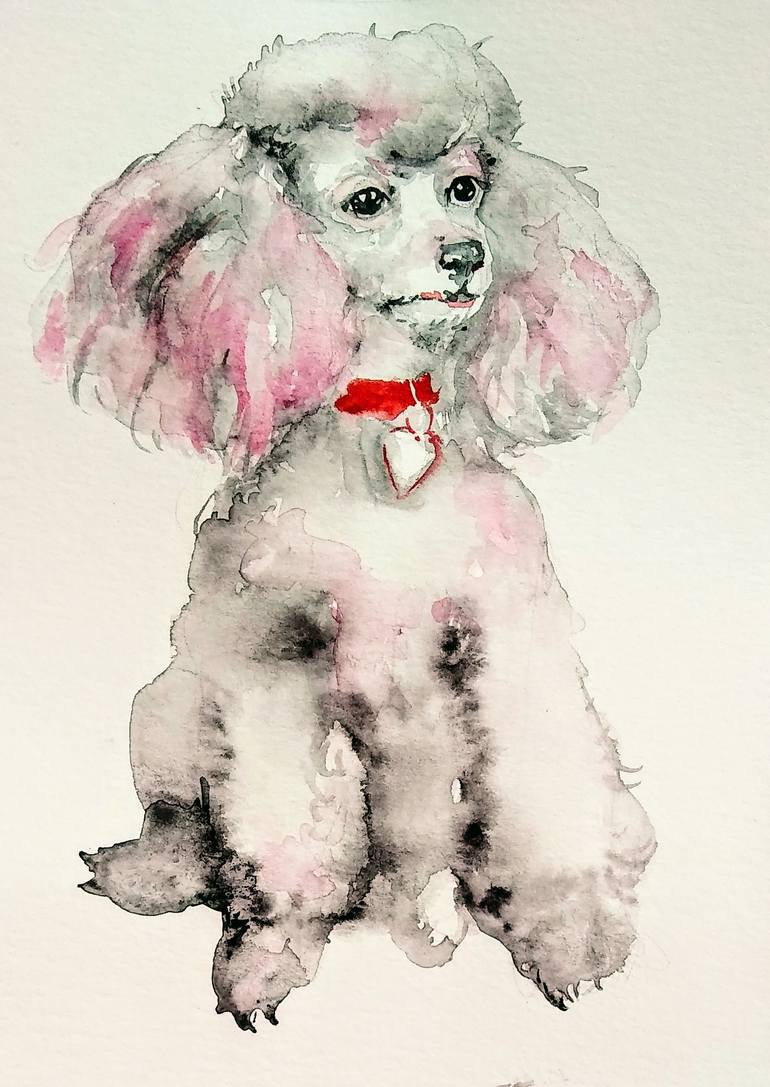 Original Figurative Dogs Painting by Daniela Vasileva
