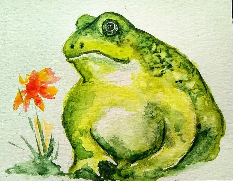 Garden frog Painting by Daniela Vasileva | Saatchi Art