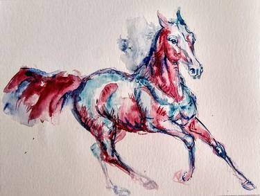 Red blue stallion running thumb