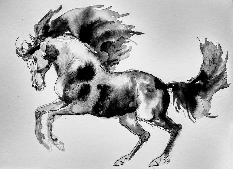 Original Horse Drawing by Daniela Vasileva
