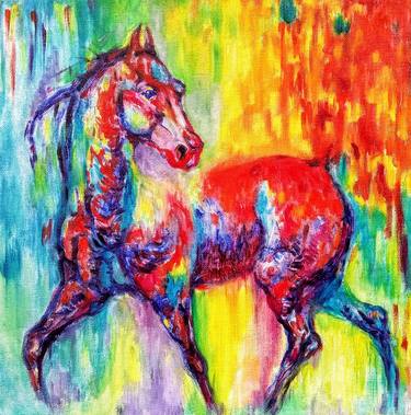 Colorful horse in motion thumb