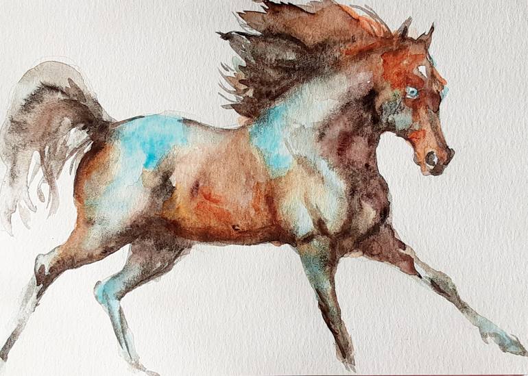 Original Abstract Expressionism Horse Painting by Daniela Vasileva