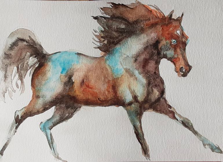 Original Abstract Expressionism Horse Painting by Daniela Vasileva