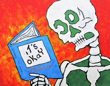 It's Okay Skeleton (ORIGINAL PAINTING) 8" x 10" by Mike Kraus thumb