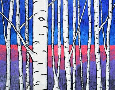 Birch Forest (ORIGINAL ACRYLIC PAINTING) 8" x 10" by Mike Kraus thumb
