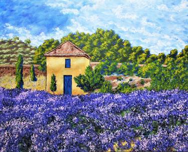 Lavender Farm (ORIGINAL ACRYLIC PAINTING) 16" x 20" by Mike Kraus thumb