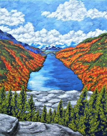 *A View of the Blue Mountains of the Adirondacks (ORIGINAL ACRYLIC PAINTING) 16" x 20" by Mike Kraus thumb