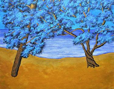 Magpie Trees (ORIGINAL ACRYLIC PAINTING) 8" x 10" by Mike Kraus thumb