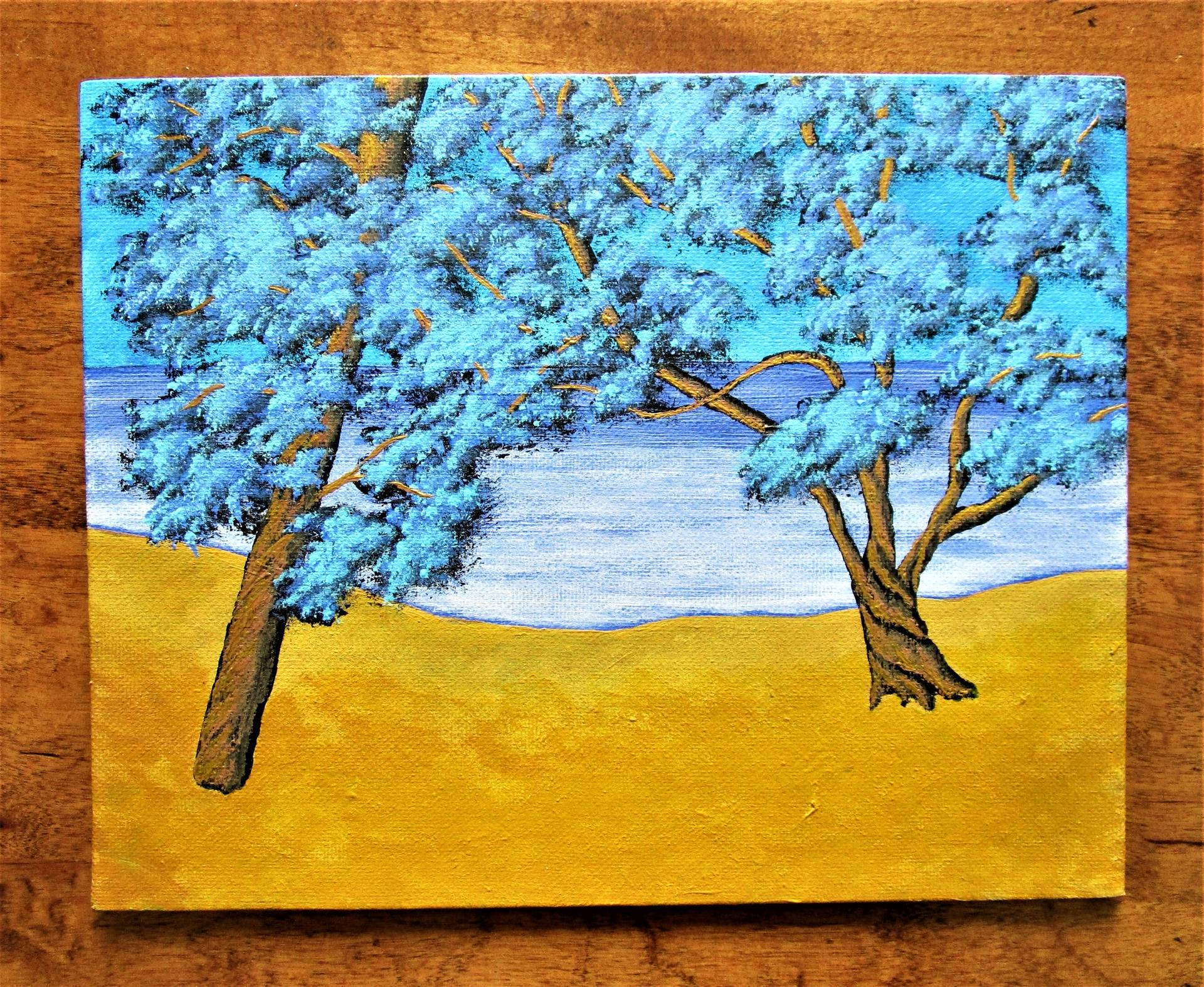 acrylic painting landscape trees