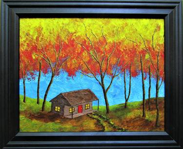 Cabin In Treman State Park Original Acrylic Painting 8 X 10 By