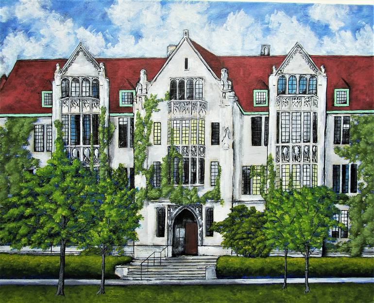 Eckhart Hall at the University of Chicago Painting by Mike Kraus