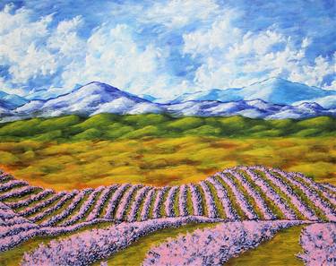 *Lavender In Provence (ORIGINAL ACRYLIC PAINTING) 16" x 20" by Mike Kraus - art france french flowers cote d'azur landscapes valentine's day thumb