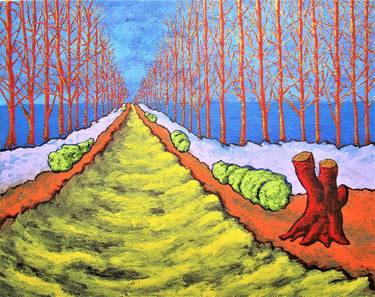 Returning to Civilization (ORIGINAL ACRYLIC PAINTING) 8" x 10" by Mike Kraus - art trees forests woods nature gifts presents father's day thumb