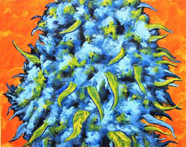 *Blue Dream Flower (ORIGINAL ACRYLIC PAINTING) 8" x 10" by Mike Kraus - art nature smoke trees plants nature new york fun mother's day easter thumb
