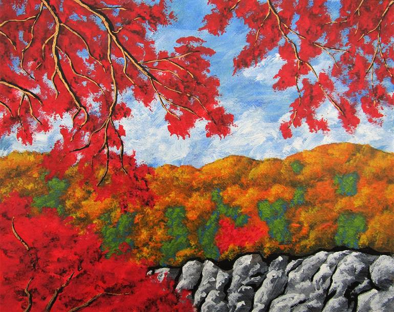 maple trees in autumn painting