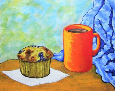 Saatchi Art Artist Mike Kraus; Painting, “Morning Cup of Coffee (ORIGINAL ACRYLIC PAINTING) 8 x 10 by Mike Kraus - art blueberry muffin valentine’s day breakfast americano espresso” #art