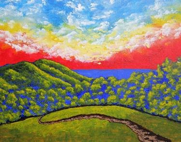 Sun Setting From the Hilltop (ORIGINAL PAINTING) by Mike Kraus thumb