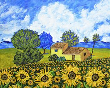 Sunflowers In Provence France (ORIGINAL PAINTING) by Mike Kraus thumb