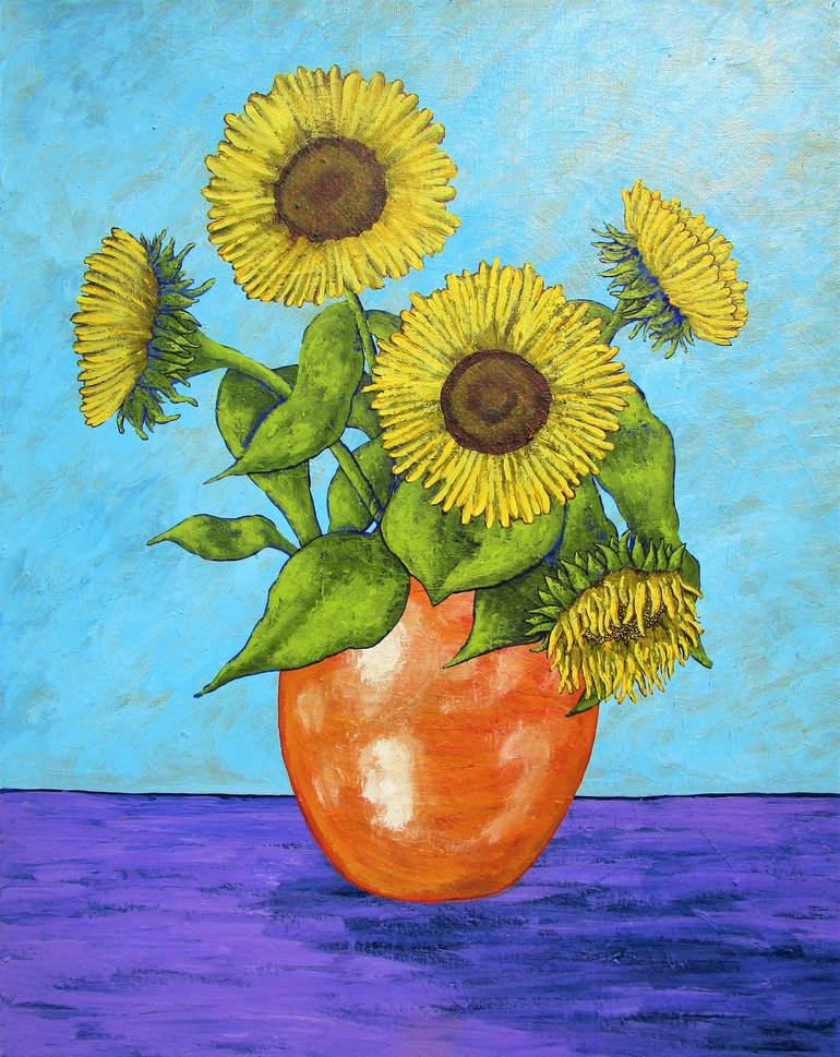 acrylic painting sunflower still life