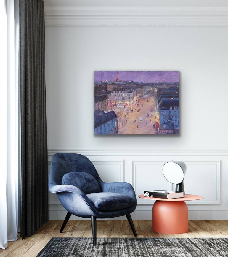 Original Impressionism Cities Painting by Oksana Johnson