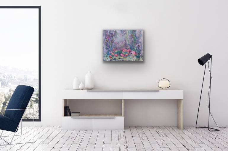 Original Impressionism Garden Painting by Oksana Johnson