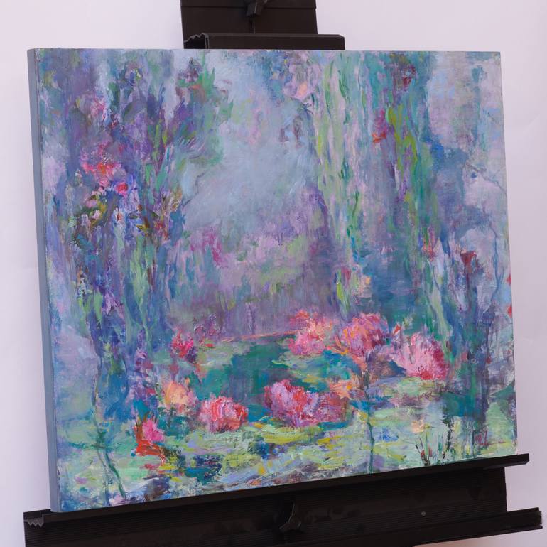 Original Impressionism Garden Painting by Oksana Johnson