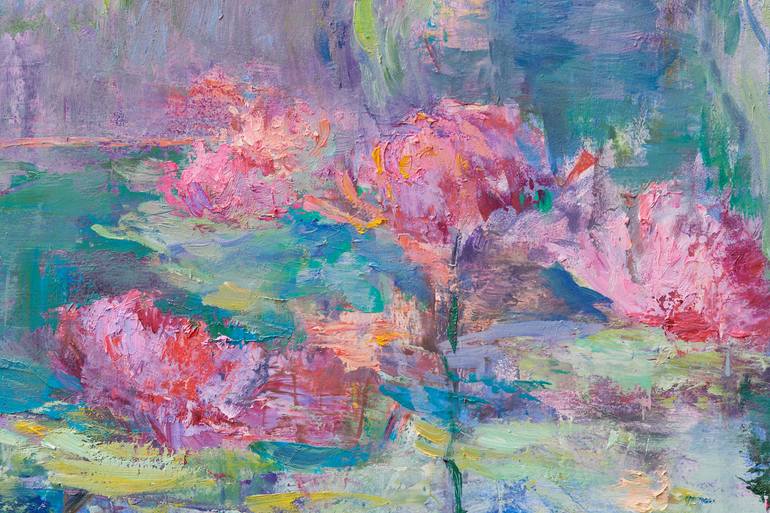 Original Impressionism Garden Painting by Oksana Johnson