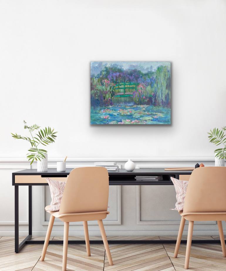 Original Impressionism Garden Painting by Oksana Johnson