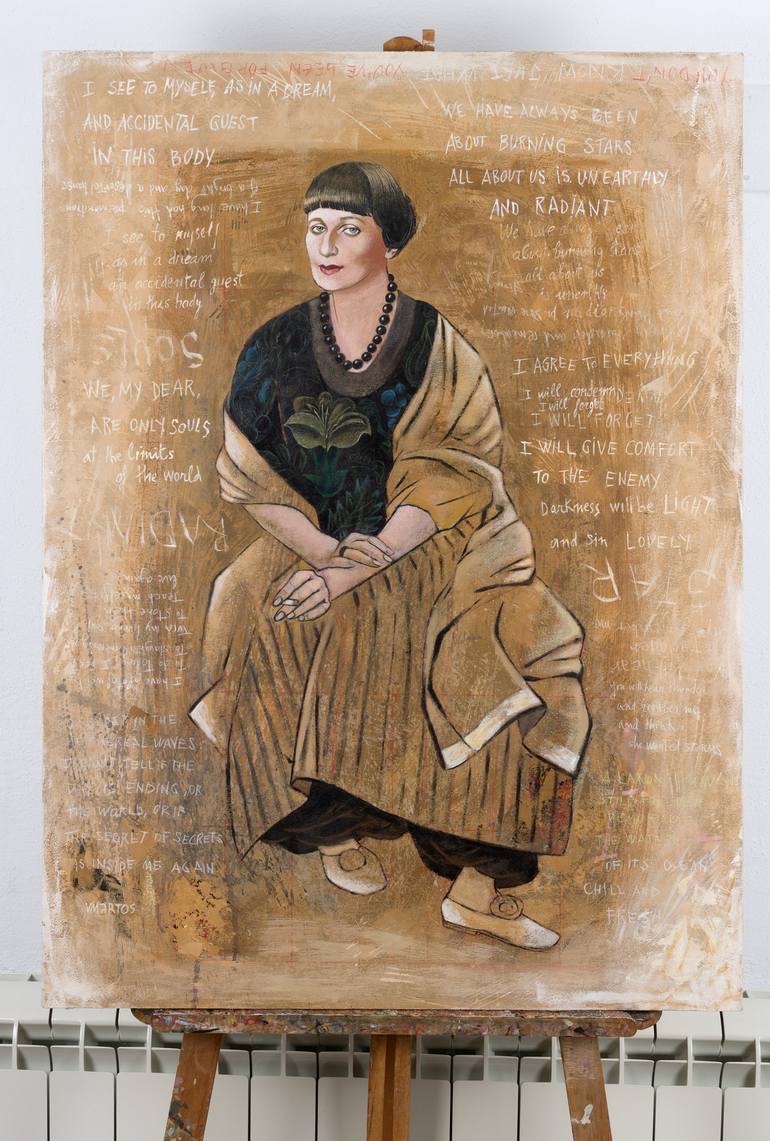 Original Dada Portrait Painting by Victoria Martos