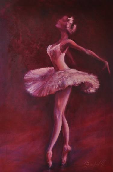 Ballerina Original Oil Painting - "Swan Song" thumb