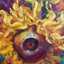 My love with sunflowers is long and passionate. This artwork is my evening fantasy on this topic. There were no flowers in front of me. All the objects were taken from my imagination
