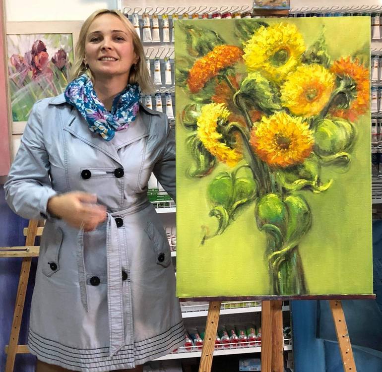 Original Impressionism Floral Painting by Galina Grygoruk