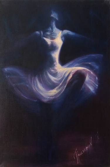 Ballerina Original Oil Painting - "Passion in Purple" thumb