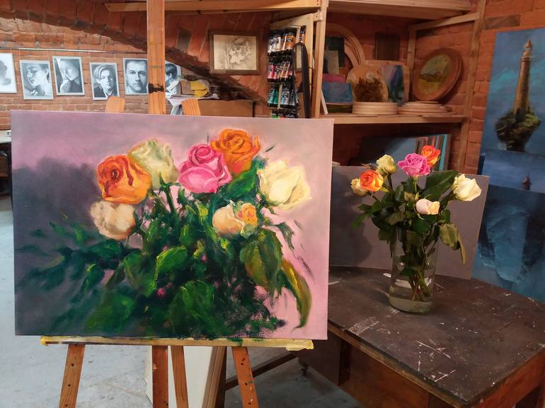 Original Expressionism Floral Painting by Galina Grygoruk