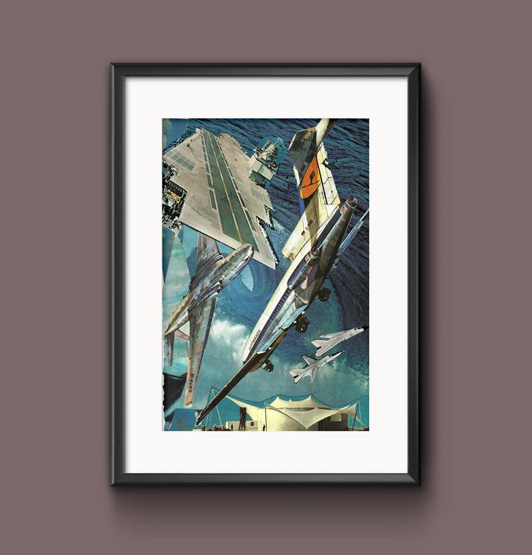 Original Illustration Airplane Collage by Thomas Nagel