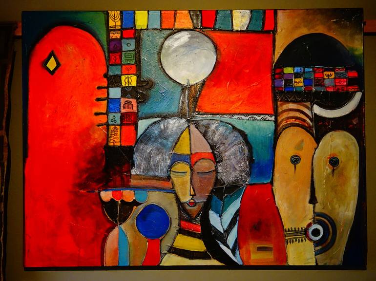 Original Cubism Abstract Painting by Peter Ray Mwasha