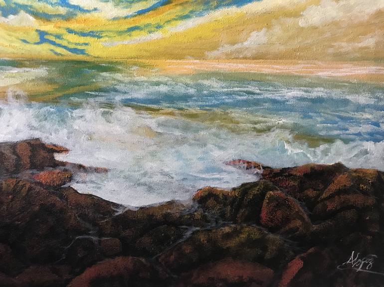 Original Expressionism Seascape Painting by Alicia Lopez