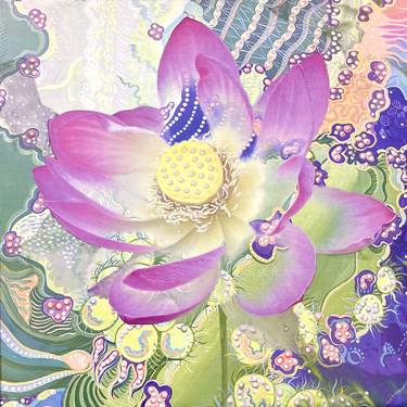 Original Abstract Floral Mixed Media by Kerrie Smith