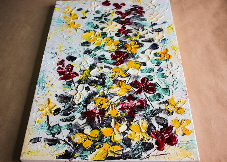 Original Abstract Floral Painting by Olesia Hlukhovska