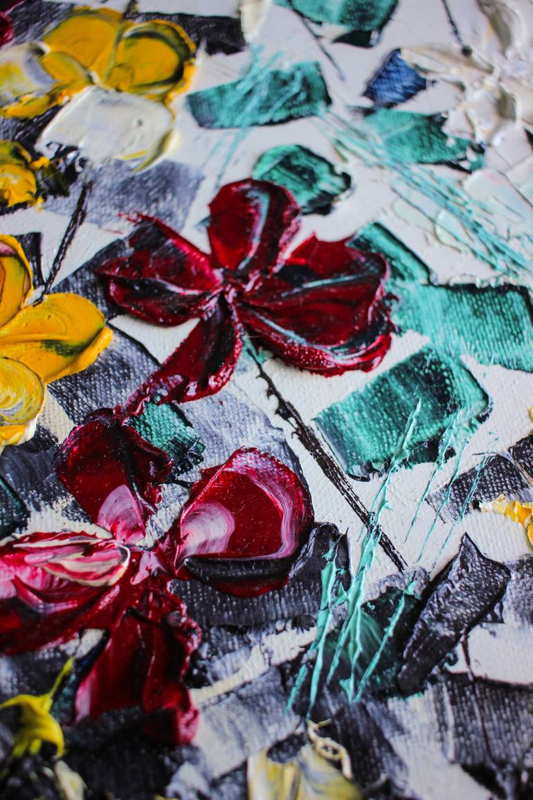 Original Abstract Floral Painting by Olesia Hlukhovska