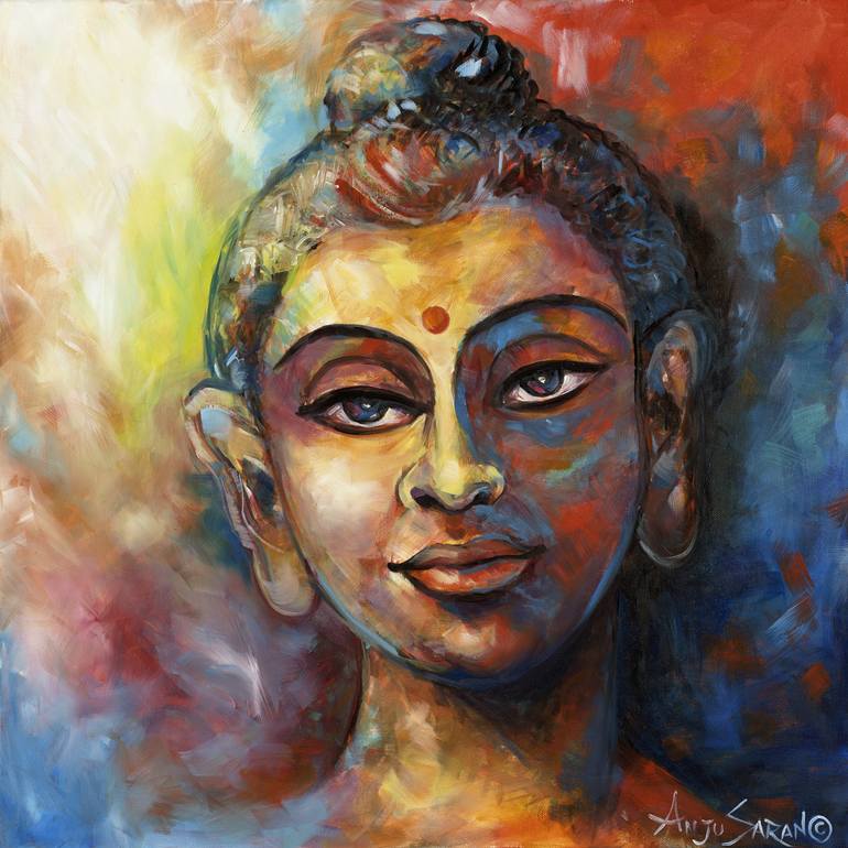 Enlightened Buddha Painting by Anju Saran | Saatchi Art