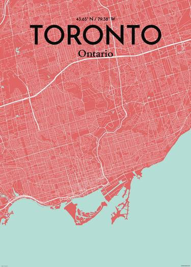 Toronto City Map Poster - Maritime Color - Open Edition thumb